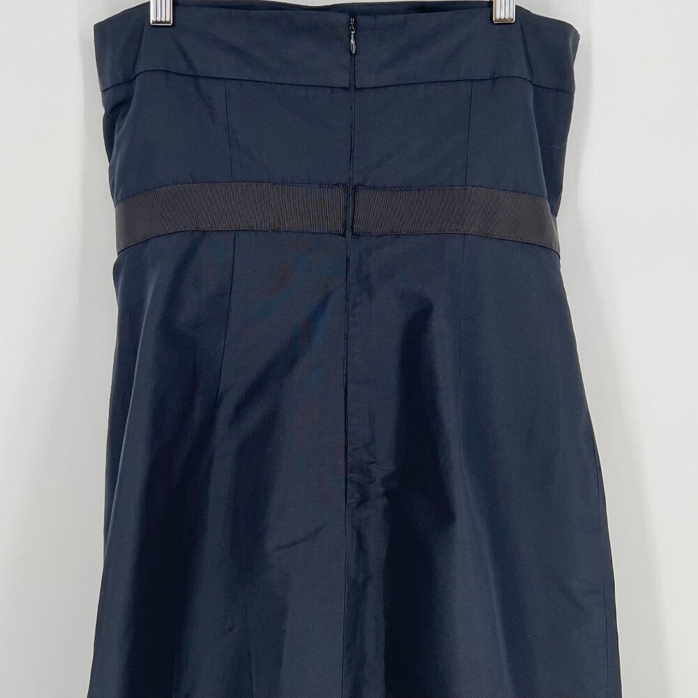 J.Crew Strapless Silk A Line Bow Waist Dress Size T 12 Dark Navy Cocktail Party - Picture 4 of 13